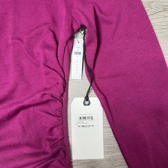 Leith Ruched Long Sleeve Dress - Purple Magenta -Size Small - Picture 7 of 11